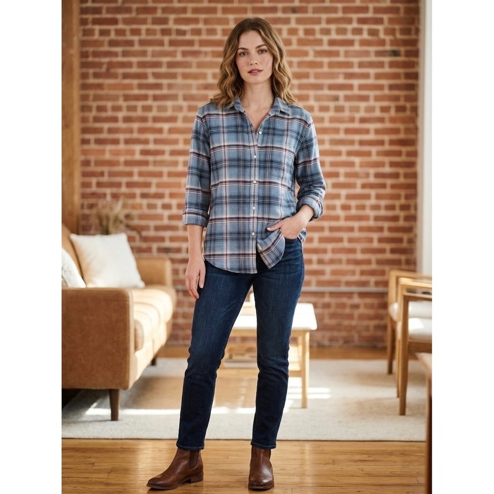 Grayson The Hero Blue Red Plaid Flannel Button Down Shirt Cotton Size 05 XL